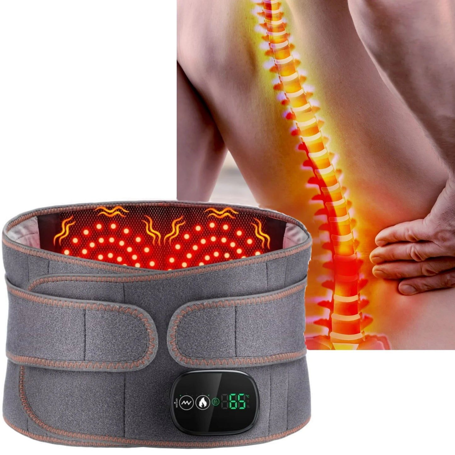 Heat Pad with Back Massager, Back Reliever Spinal Decompression Device for Lower Back Pain Relief