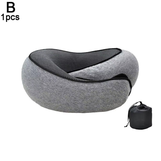 Adjustable U-Shaped Memory Foam Travel Neck Pillow for Car, Airplane, and Portable Headrest Support during Sleep