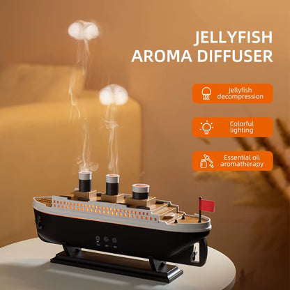 Retro Boat Air Humidifier Ultrasonic Aromatherapy Diffusers Mist Maker Fragrance Essential Oil Aroma Difusor Remote Control