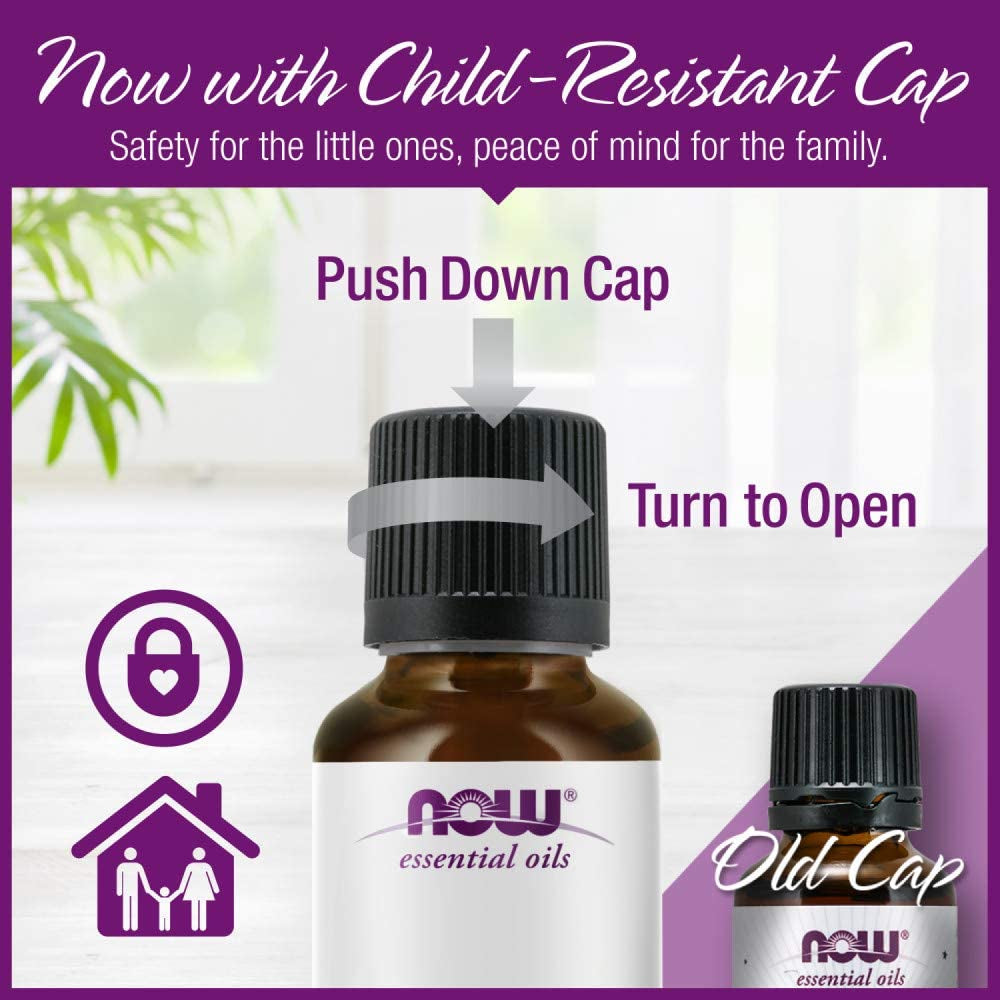 NOW Essential Oils, Organic Lemongrass Oil, Uplifting Aromatherapy Scent, Steam Distilled, 100% Pure, Vegan, Child Resistant Cap, 1-Ounce