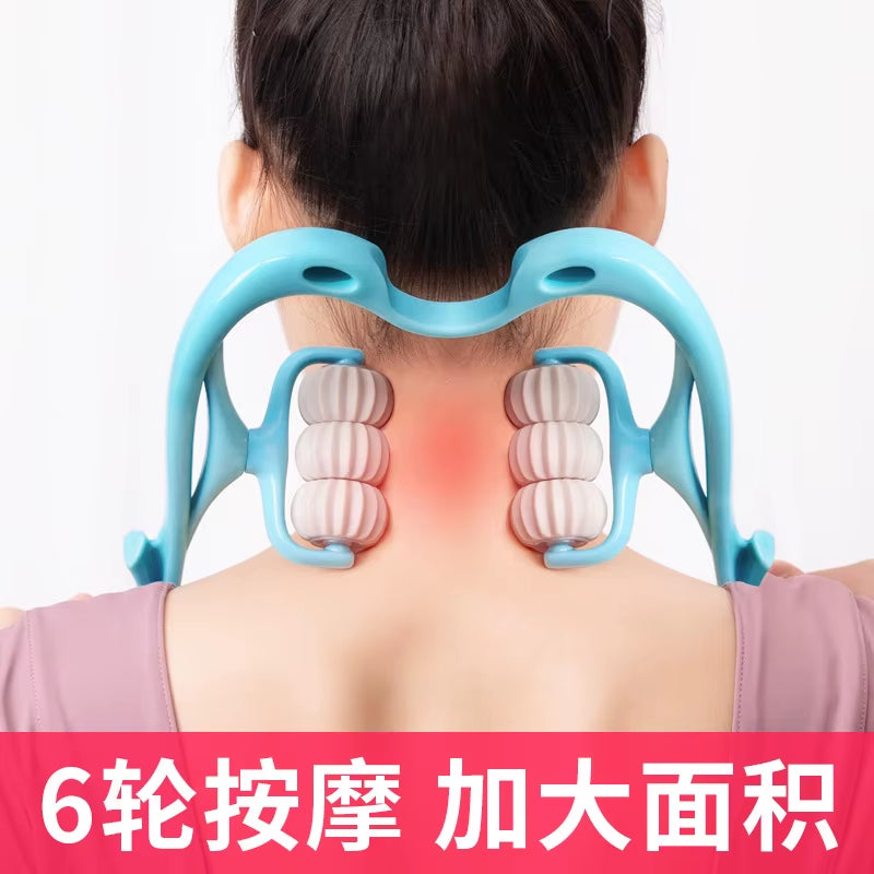 6-Wheel Neck Massager Plastic Pressure Point Therapy Neck Massage Tools Neck Massage Relieve Hand/Waist/Legs Roller Massage Tool