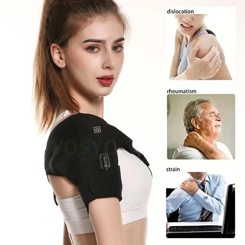 Electric Heating Heated Shoulder Brace Wrap Shoulder Massage Support Belt Strap for Arm Shoulder Fitness Brace Keep Warm