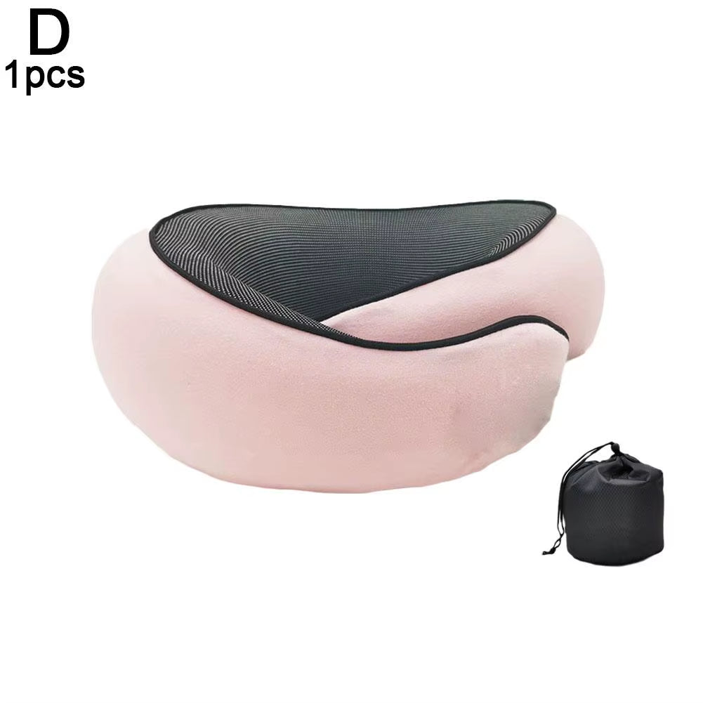 Adjustable U-Shaped Memory Foam Travel Neck Pillow for Car, Airplane, and Portable Headrest Support during Sleep